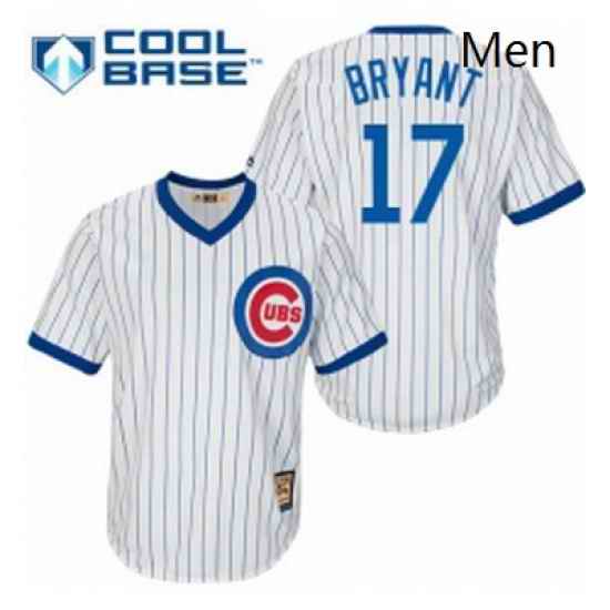 Mens Majestic Chicago Cubs 17 Kris Bryant Authentic White Home Cooperstown MLB Jersey